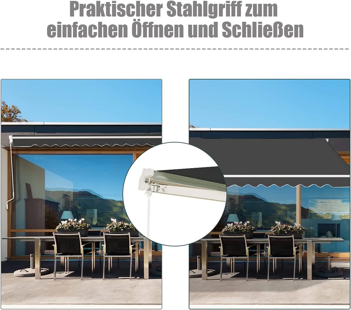 KOMFOTTEU Markise Sonnenschutz mit Einstellbarem Winkel (2,5x2m)