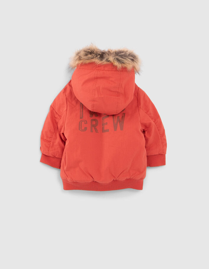 Parka orange fourrée print dos bébé garçon