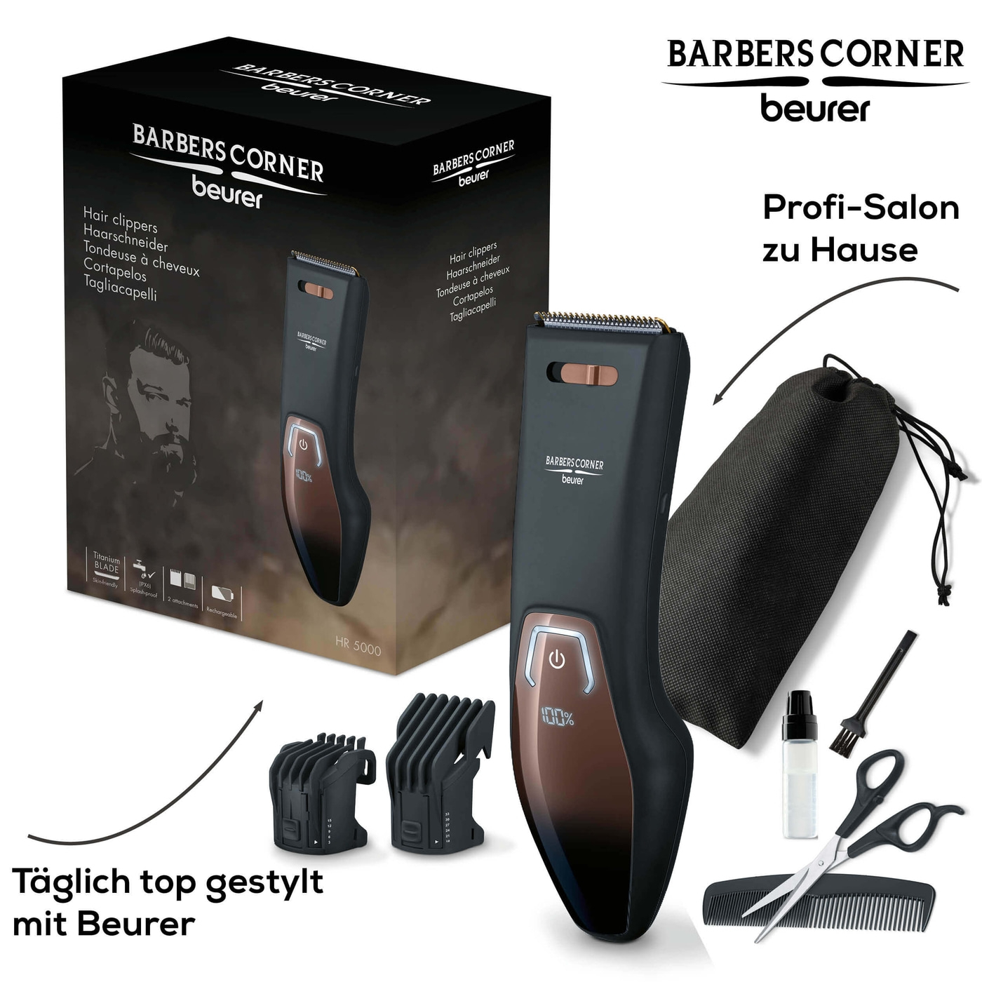 Beurer HR 5000 Haarschneider-Haarschneidemaschine für individuelle Haarstyles mit Ausdünn-Funktion