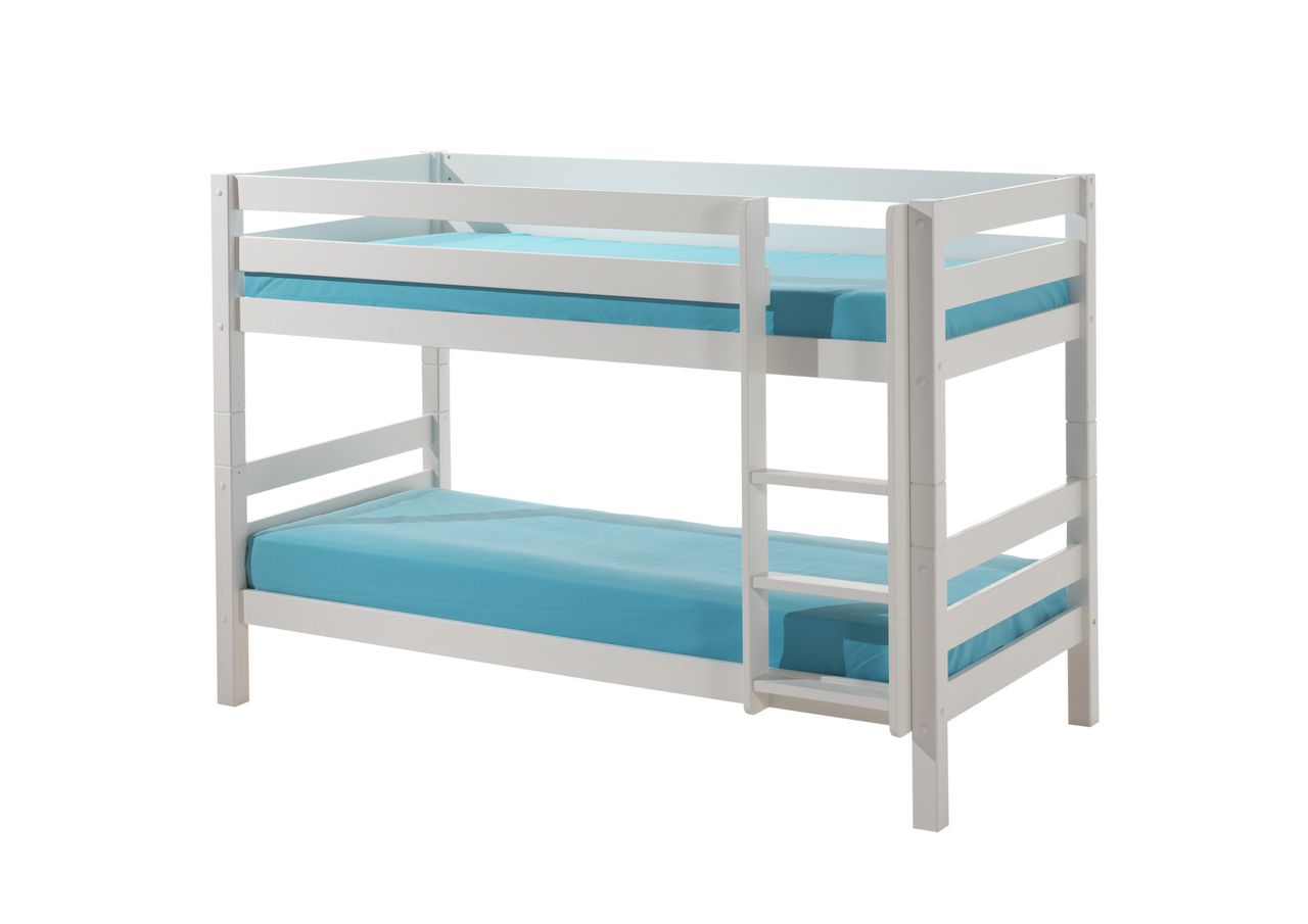 VIPACK Etagen-Hochbett Pino 140 cm Höhe, Ausf. Kiefer massiv weiß lackiert