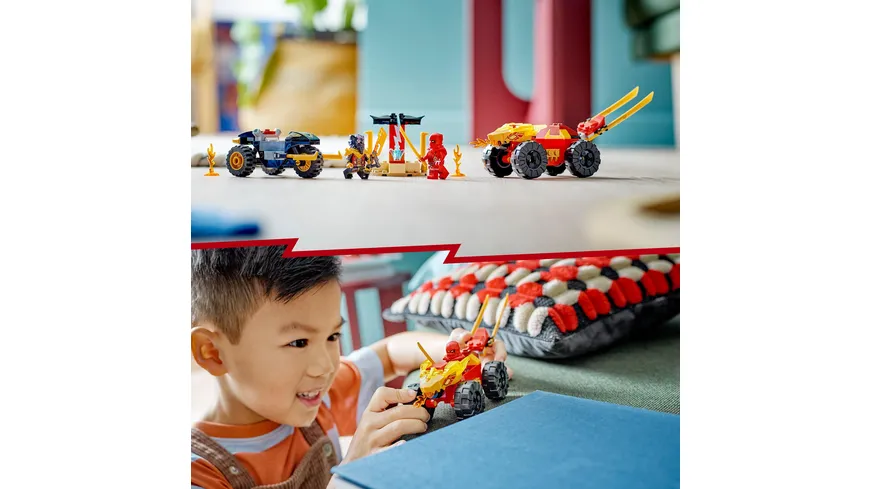 LEGO NINJAGO 71789 Verfolgungsjagd Set mit Kais Flitzer und Ras' Motorrad