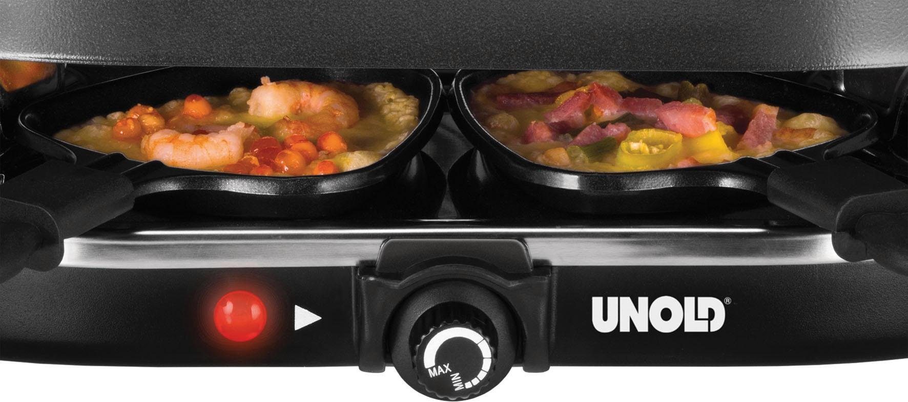 Unold Raclette Gourmet 48795, 8 Raclettepfännchen, 1200 W