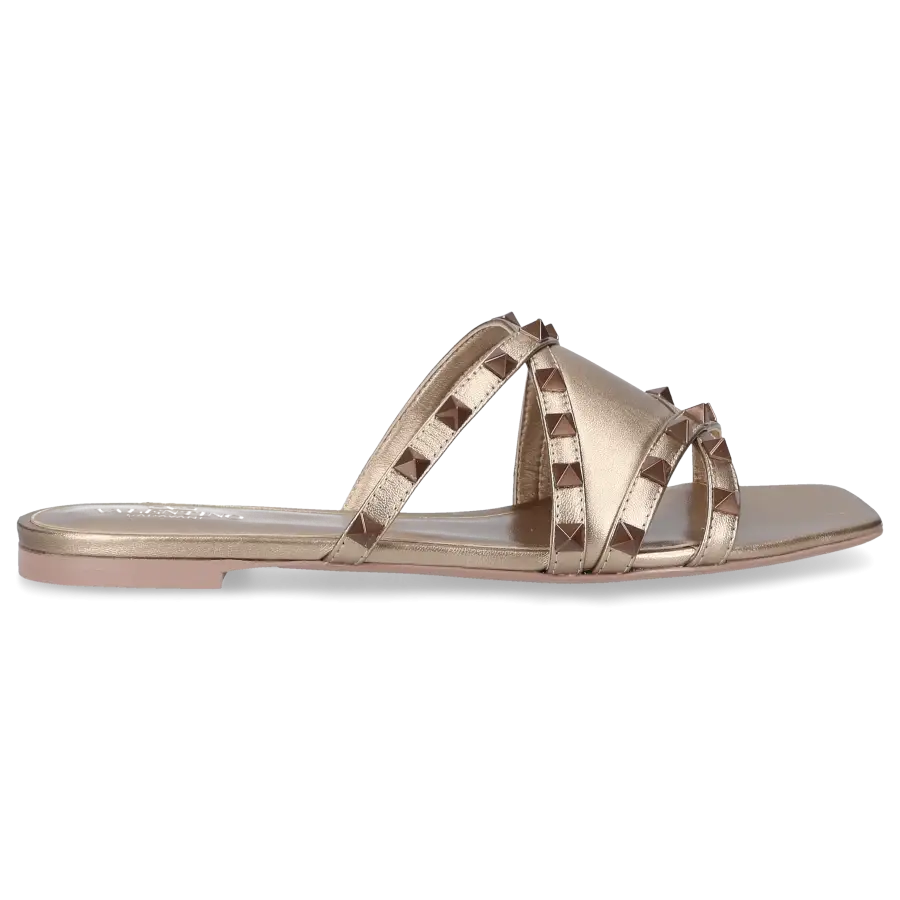 Valentino Garavani - Pantoletten ROCKSTUD Kalbsleder - bronze