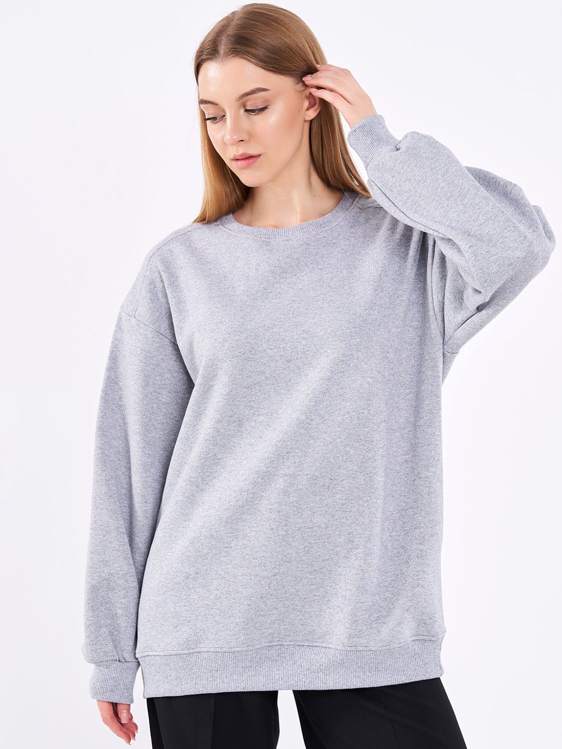 COMEOR Sweatshirt Damen Oversize Pullover Langarm Baumwolle