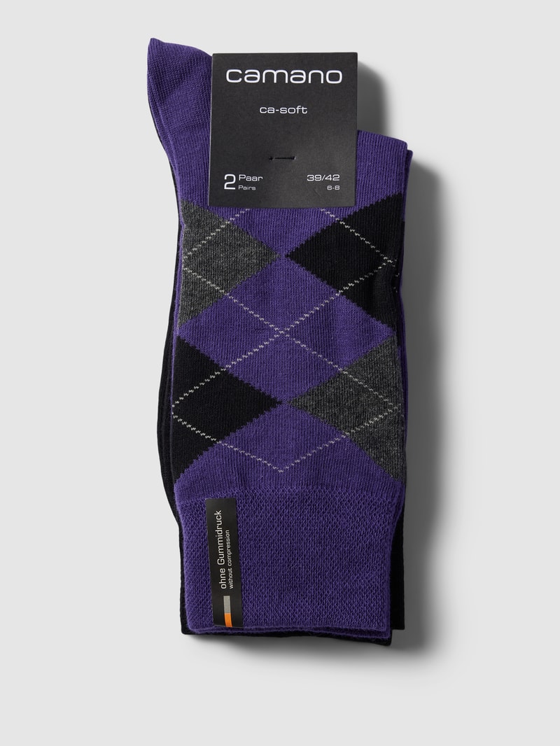 Socken mit Karomuster im 2er-Pack in lila