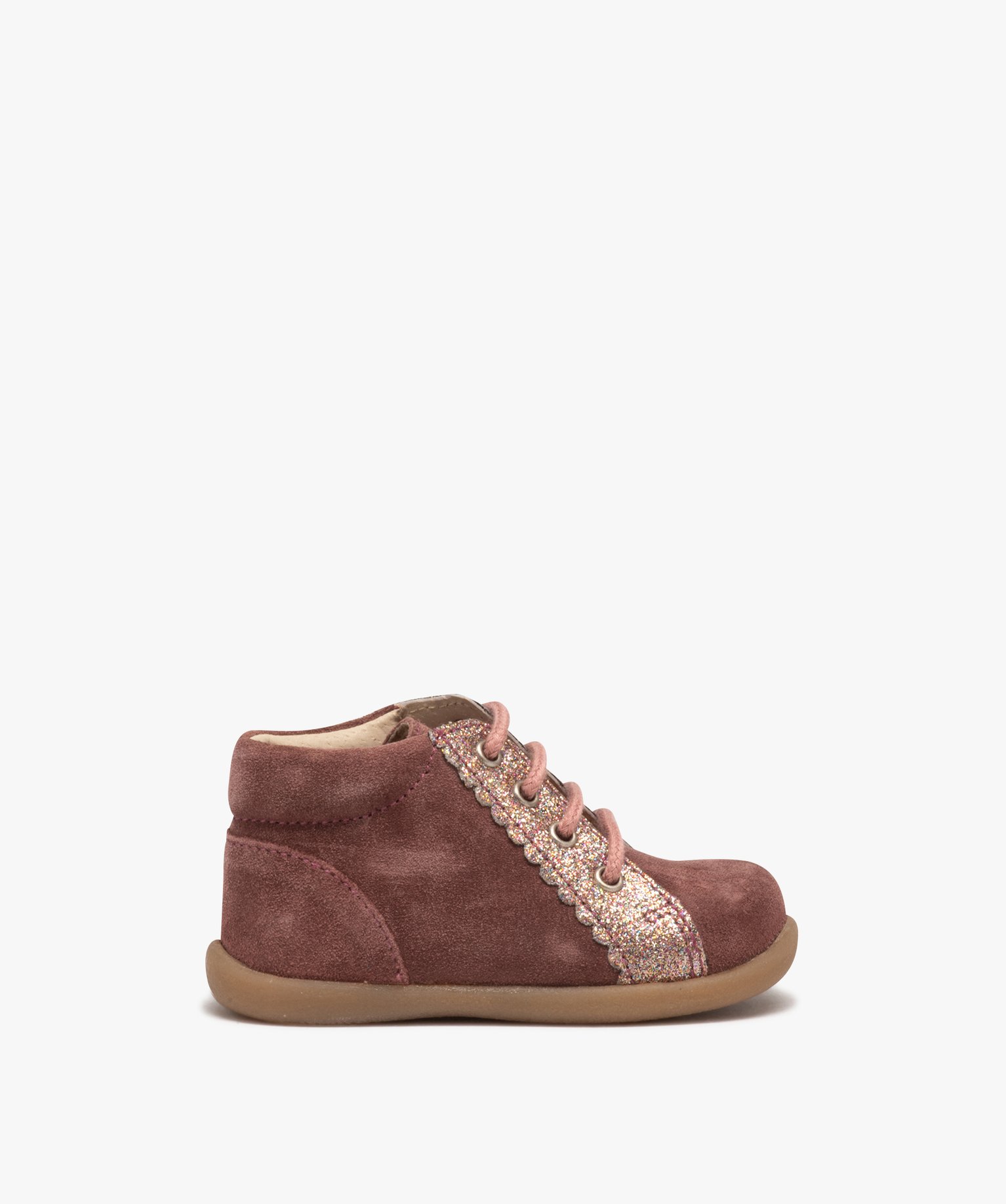 Chaussures premiers pas bébé fille unies en cuir suédé e... rose | GEMO