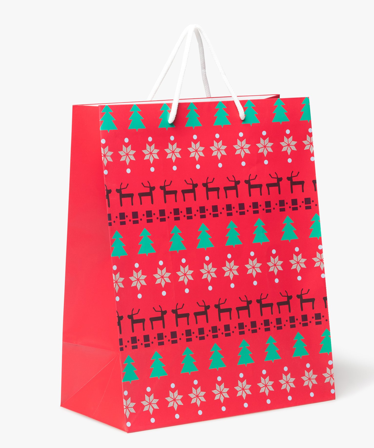 Sac cadeau de Nol imprimé rouge | GEMO