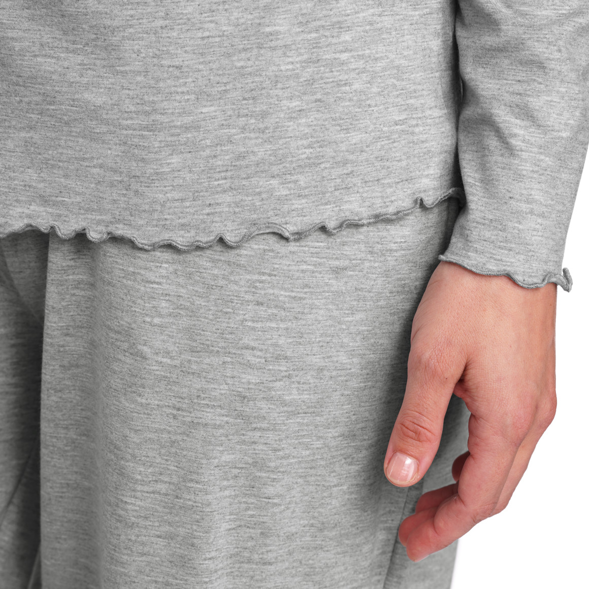 Damen Loungewear-Langarmshirt mit Raffung