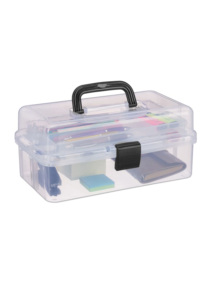 relaxdays Aufbewahrungsbox in Transparent/ Schwarz - (B)33 x (H)14,5 x(T)19 cm günstig kaufen onesize
