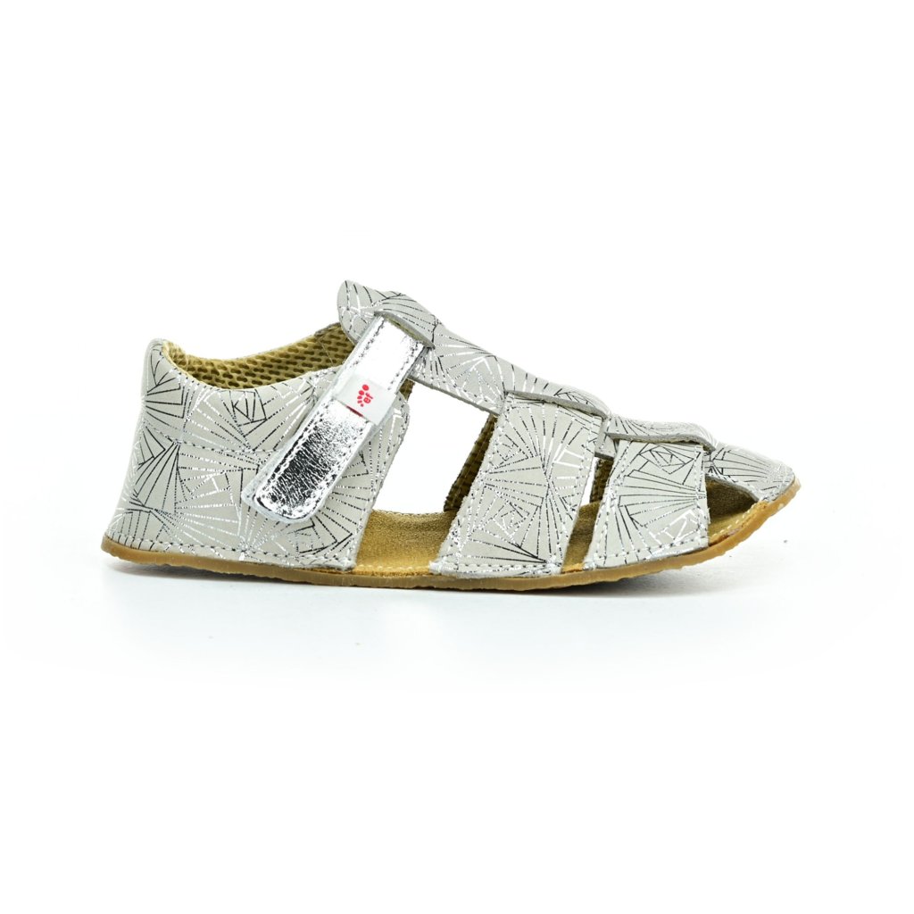 Ef Sam weiß-silber glänzende Barfußsandalen