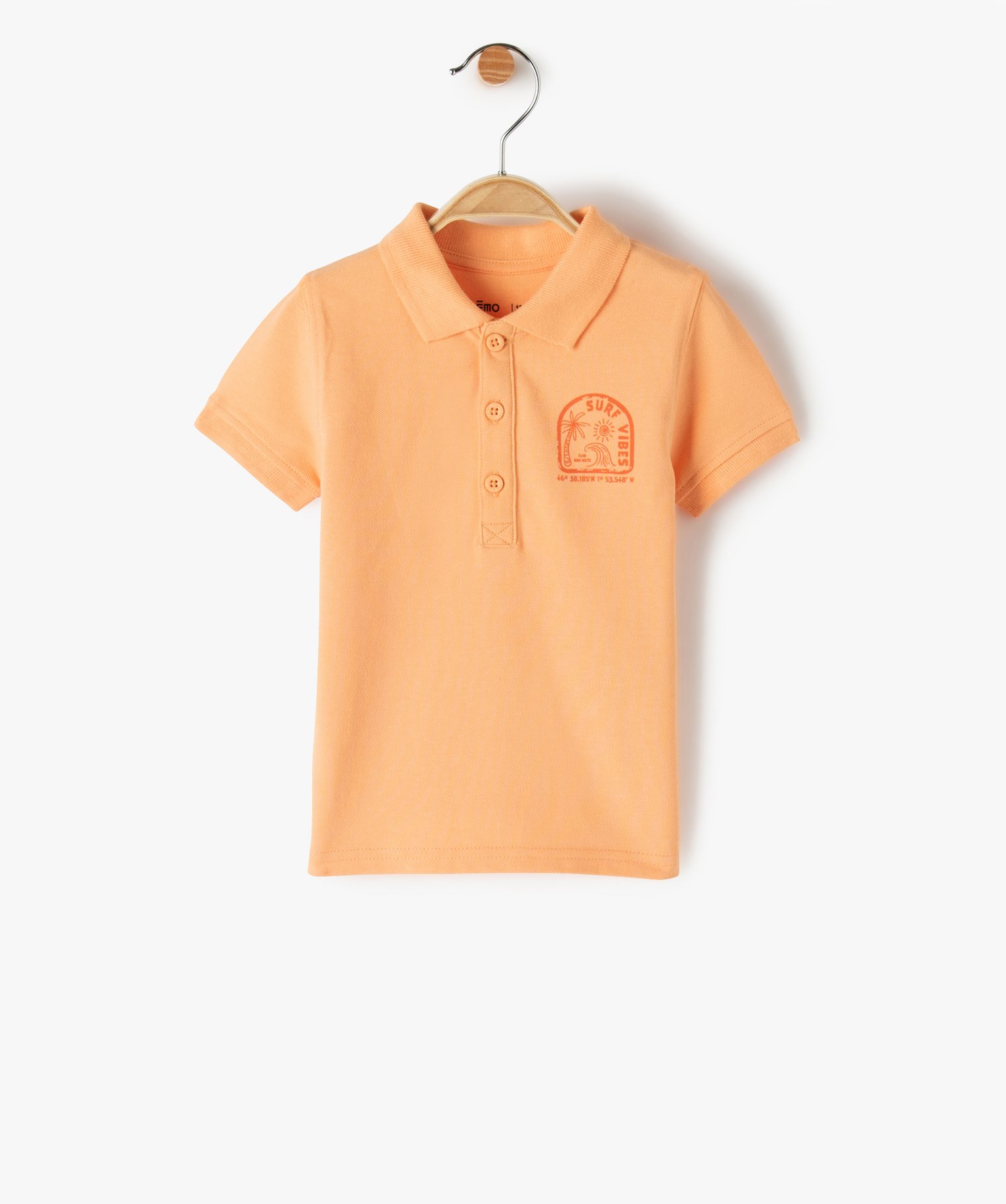Polo bébé Garçon en maille piquée avec petit motif poitrine orange | GEMO