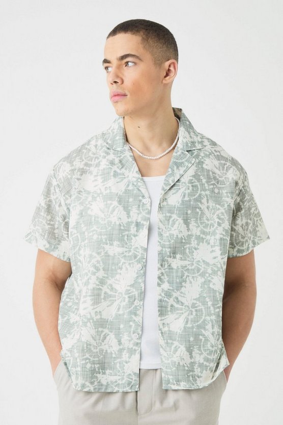 Kurzärmliges kastiges Batik Hemd