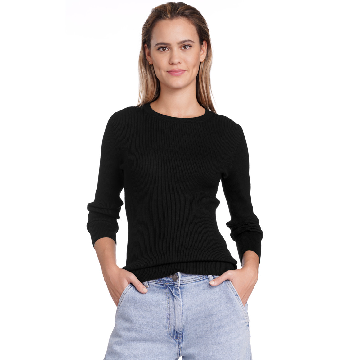 Damen Feinstrickpullover mit Rundhals