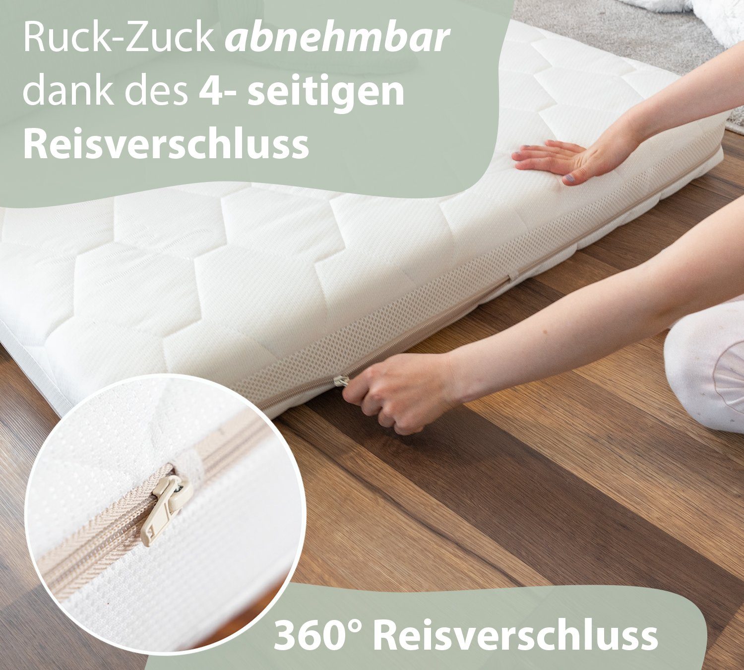 Kindermatratze FLEXY aus Latex 2 Härten und Kaltschaum, Alcube, 10 cm hoch, Babymatratze 60x120 cm ohne Trittkante, Gemütliche Matratze 4 Seiten Reißverschluß, für Babybett I Atmungsaktiv Matratze Pflegeleicht