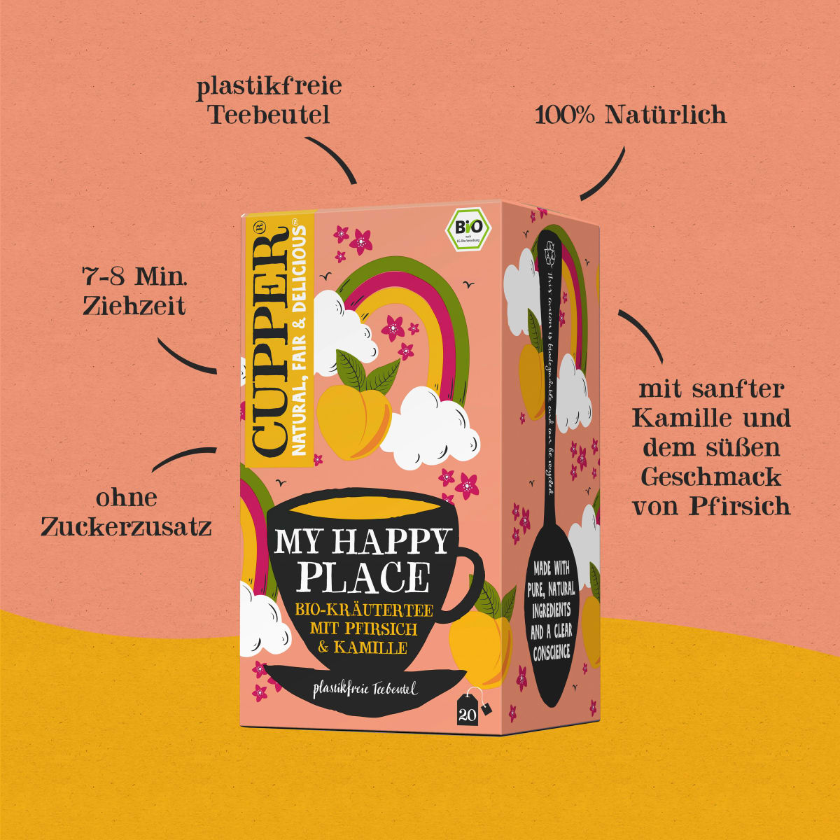 Kräutertee \My Happy Place\ mit Pfirsich, Kamille (20 Beutel), 30 g