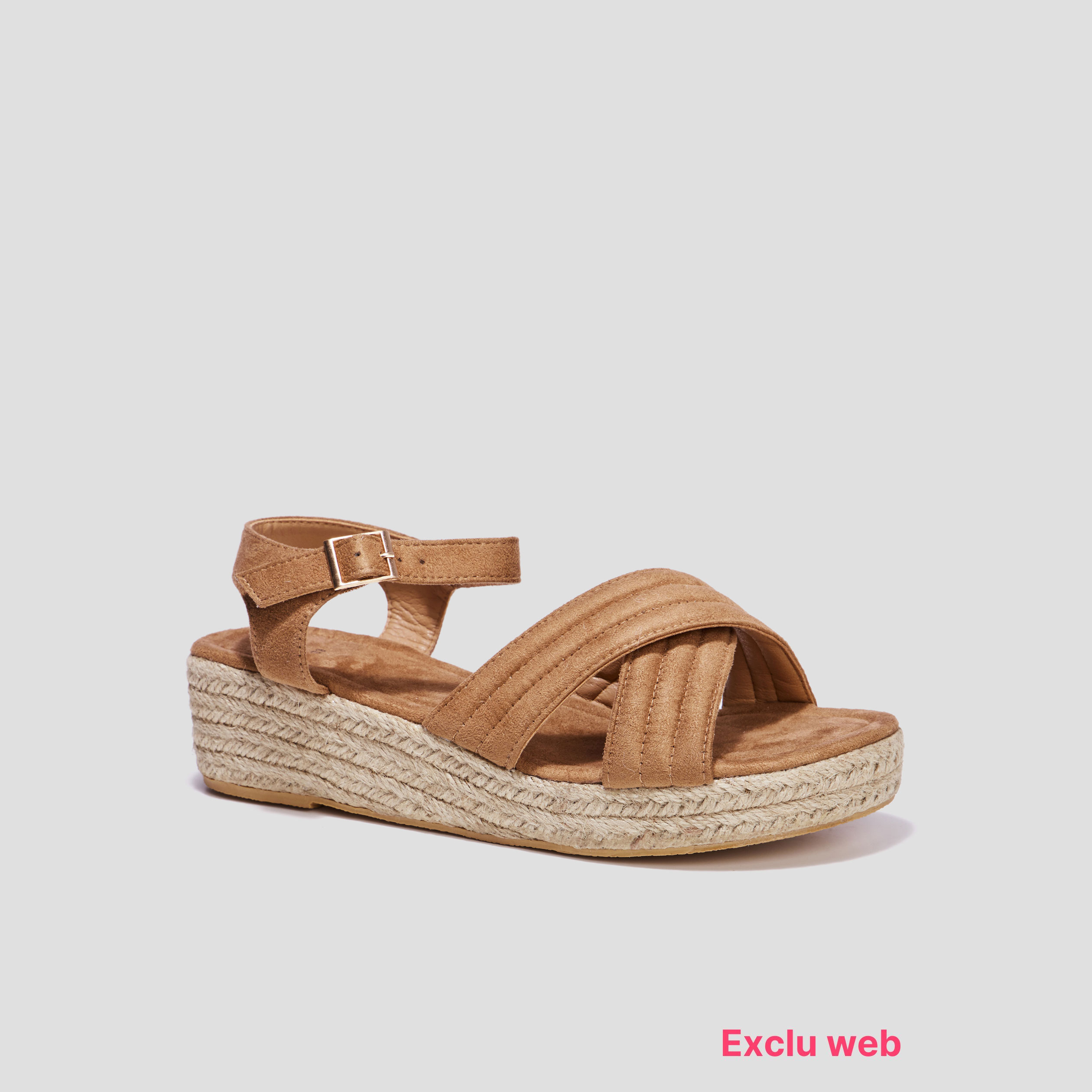 Sandales compensées brides croisées sable femme | La Halle