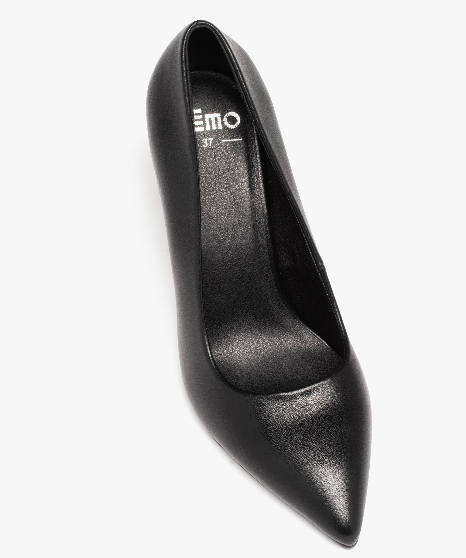 Escarpins femme unis à bout pointu et talon haut noir | GEMO