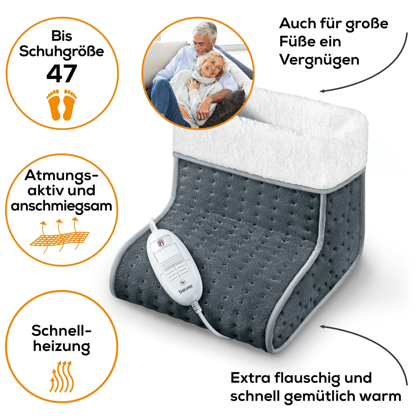 Beurer Fußwärmer FW 20 Cosy-Atmungsaktive Fußheizung mit 3 Temperaturstufen