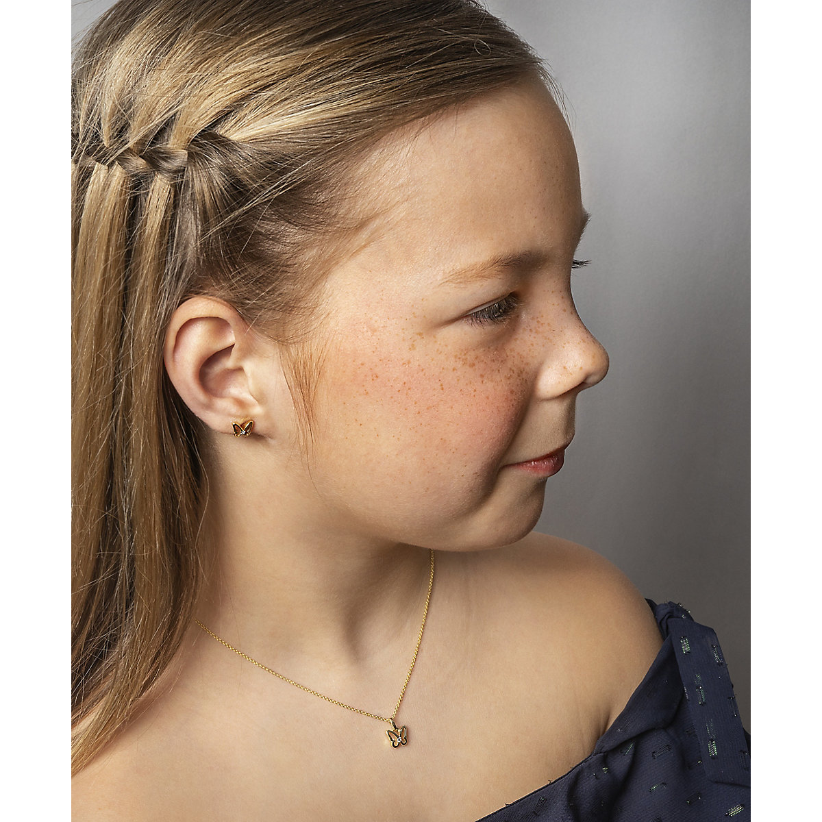 Zirkonia Schmetterling Ohrringe   Ohrstecker aus 333 Gelbgold Ohrstecker für Kinder