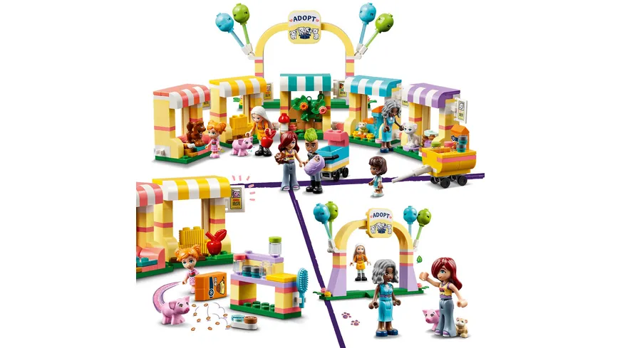 LEGO Friends 42615 Tieradoptionstag, Set mit Spielzeug-Tieren inkl. Hund