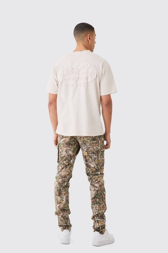 Slim-Fit Cargo-Hose mit Camouflage-Print