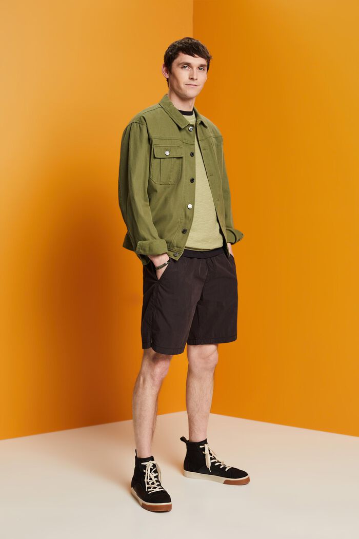 Kurzärmeliger Pullover, Baumwoll-Leinenmix