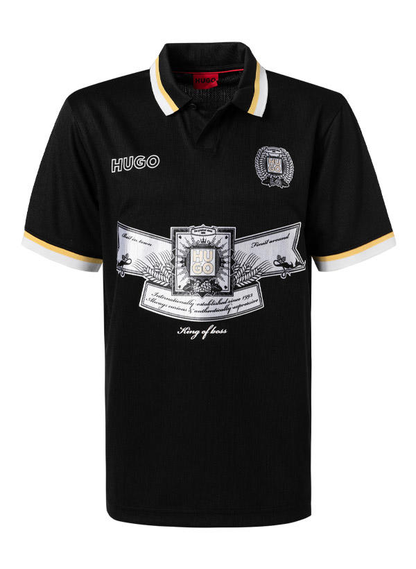 HUGO, Polo-Shirt, Mikrofaser, schwarz
