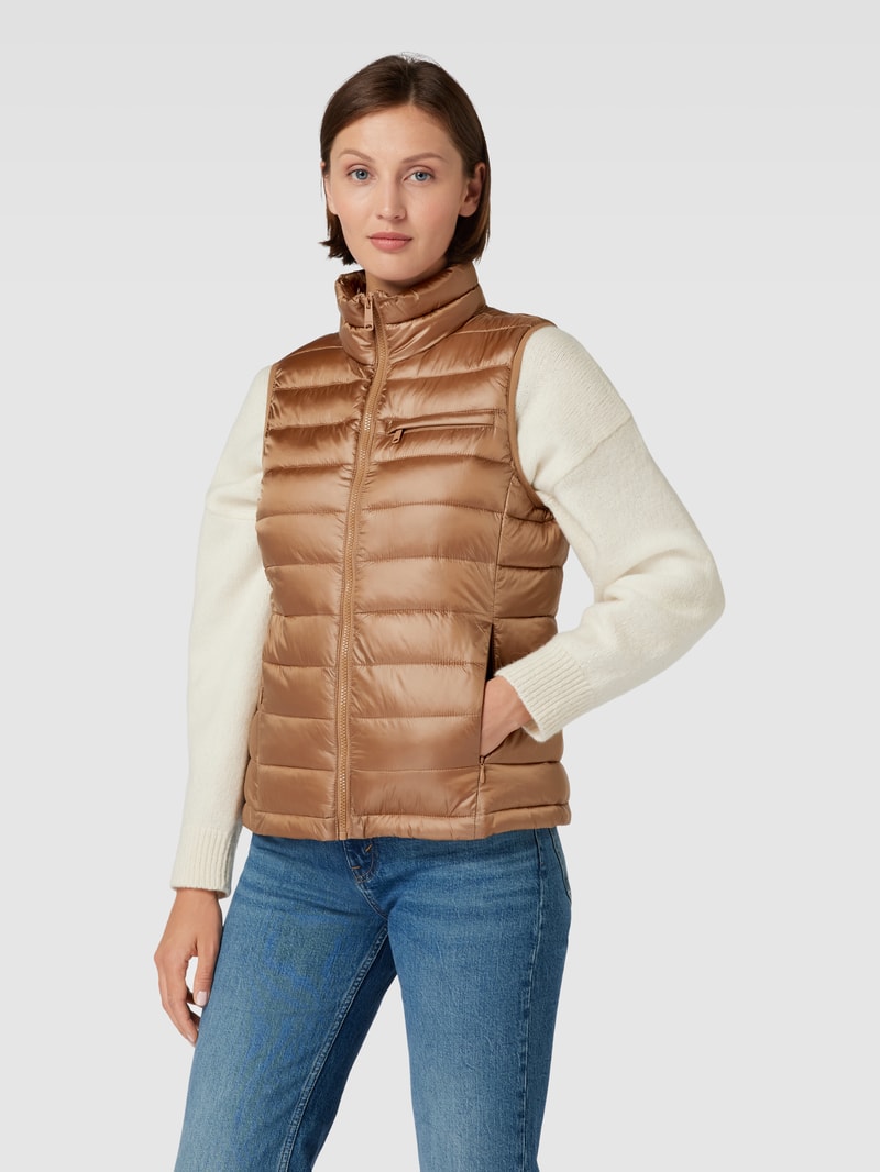 Steppweste mit Brusttasche in taupe