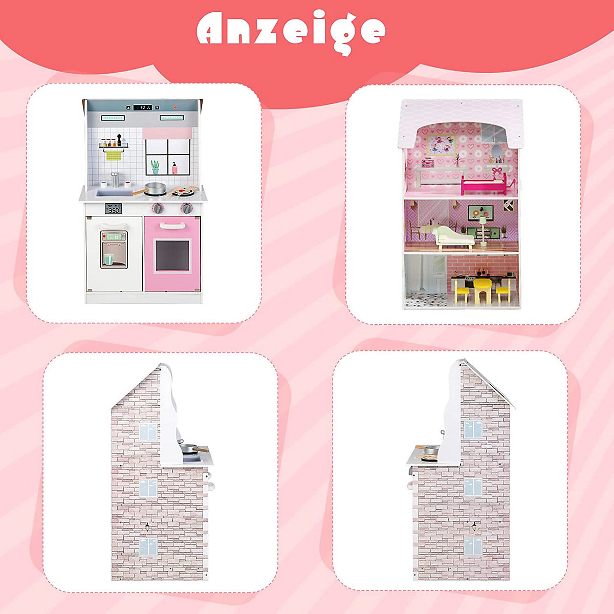 2 in 1 Puppenhaus Spielküche doppelseitig
