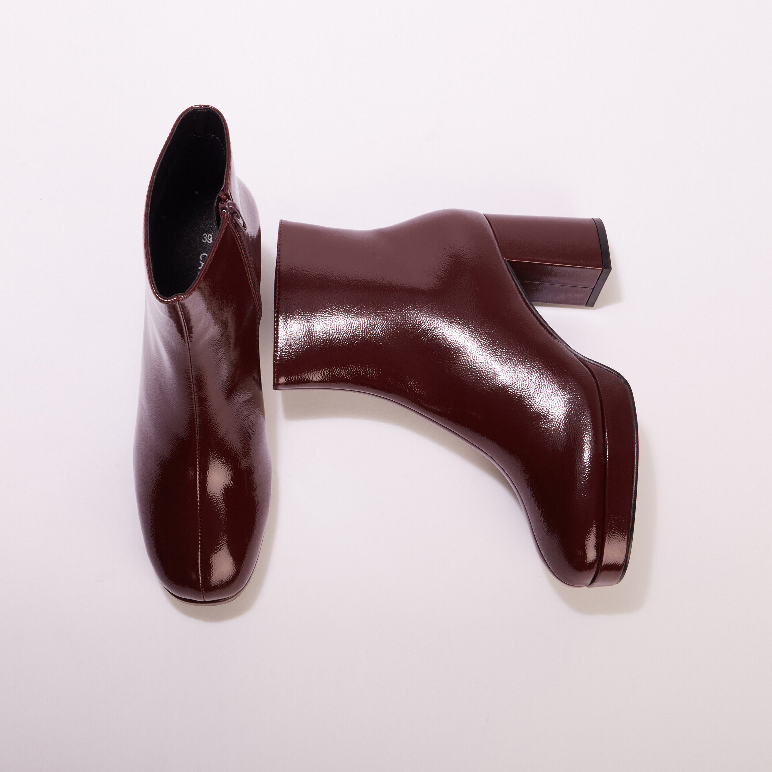 Bottines vernies talon haut prune femme | Cache Cache