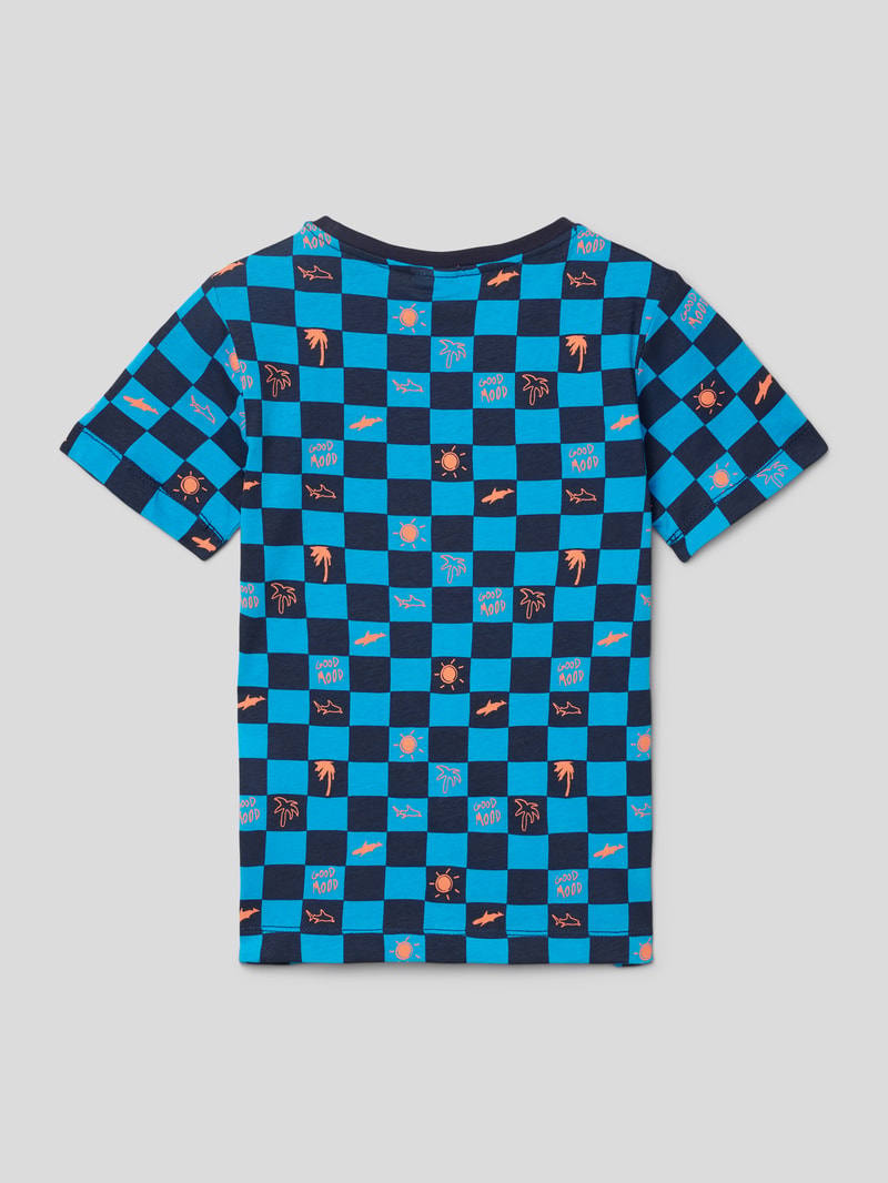 T-Shirt mit Karomuster in marineblau
