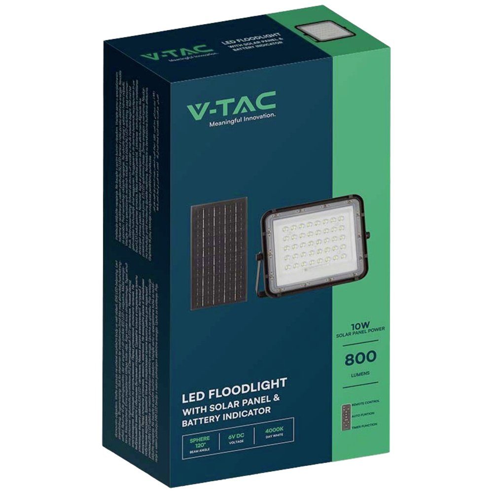 V-TAC LED Solarleuchte V-TAC VT-80W 7824 Solar-Spot Neutralweiß Schwarz
