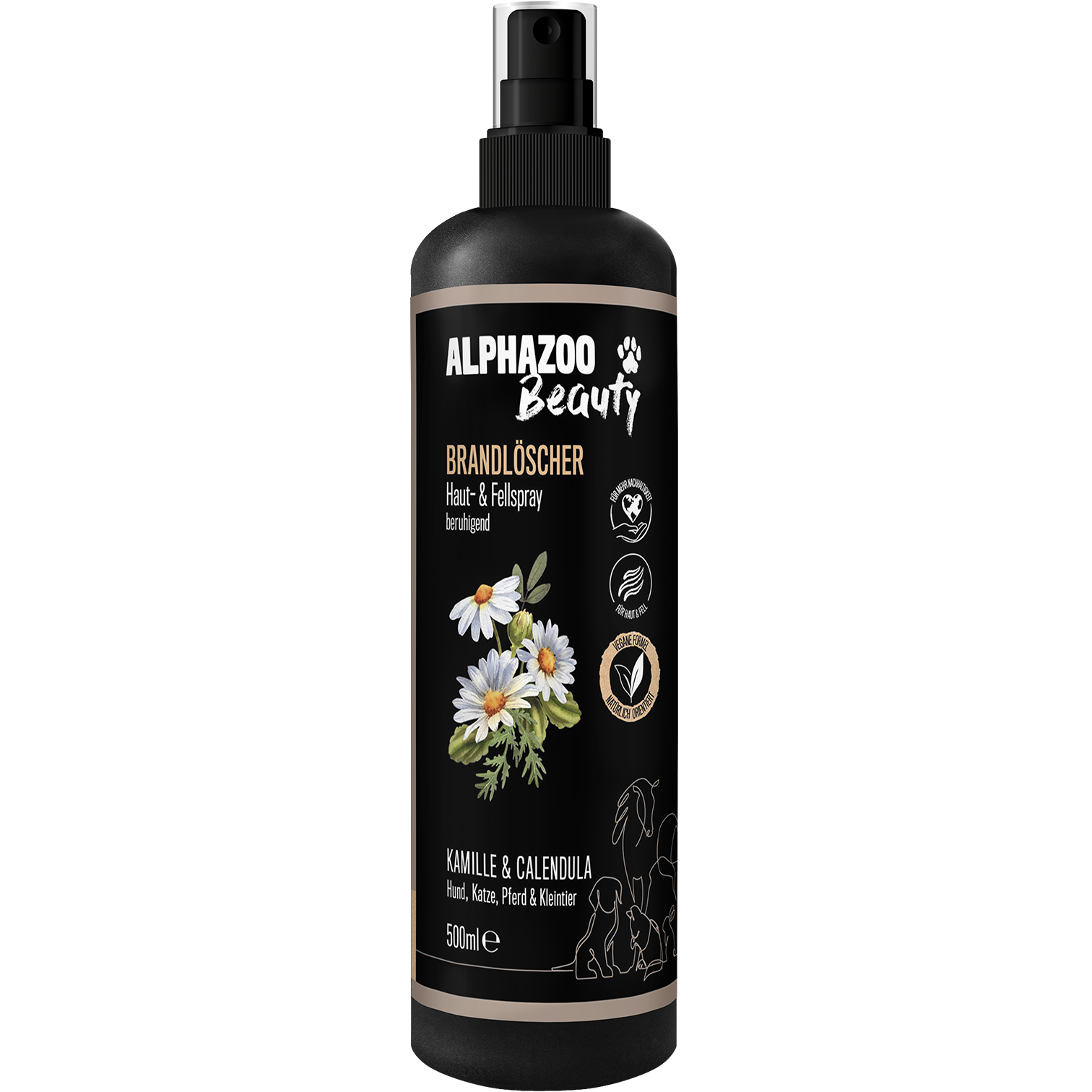 ALPHAZOO Fellpflege ALPHAZOO Brandlöscher 200ml - Juckreiz-Spray, Fellpflege-Spray für Hunde, Katzen, Haus- und Hoftiere 500 ml