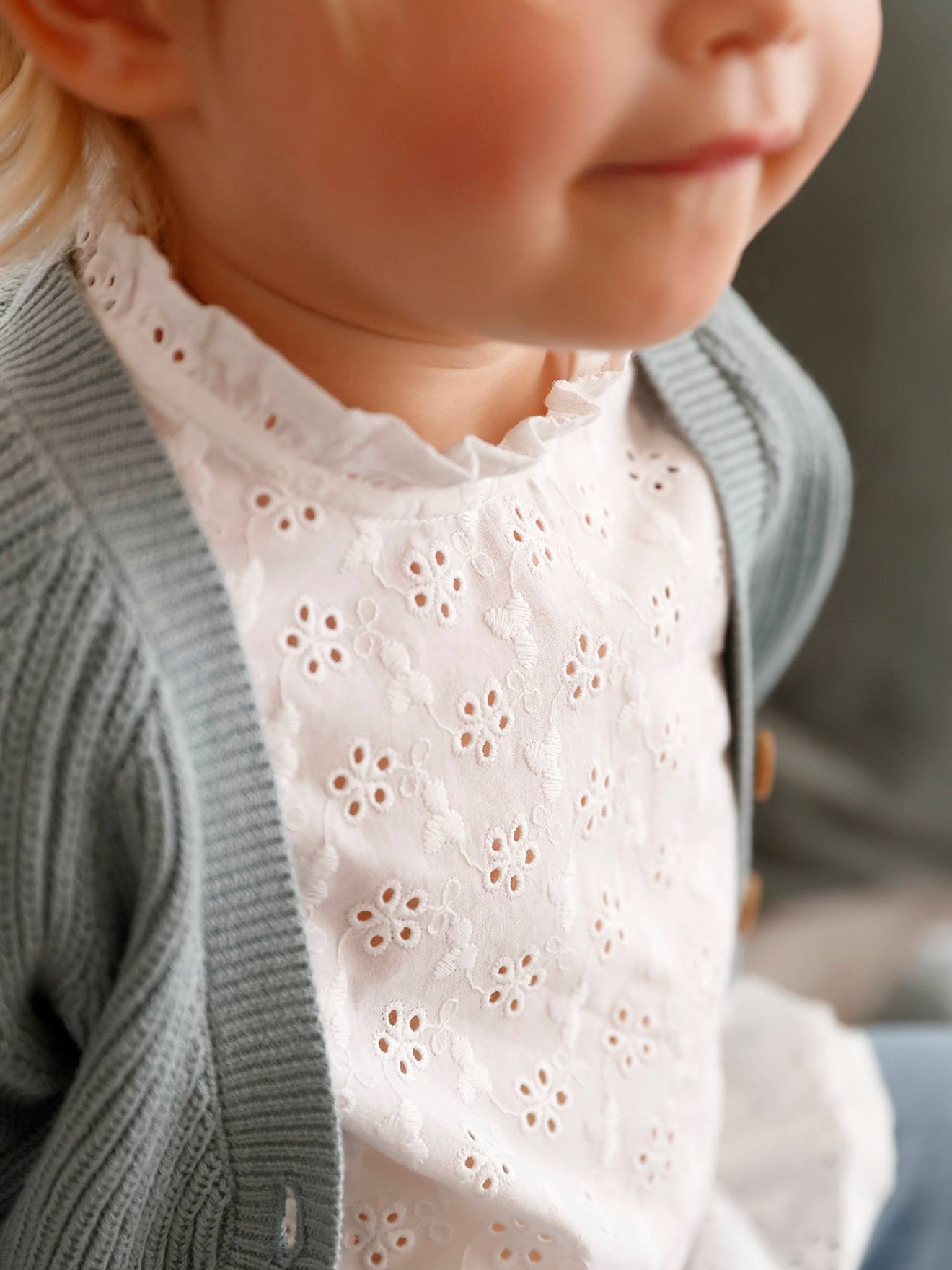 Vertbaudet Mädchen Baby Volantbluse - weiß