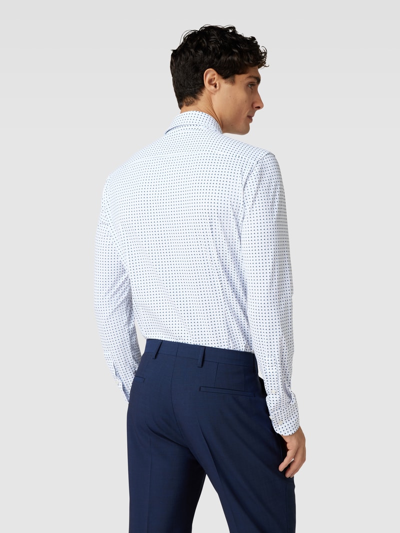 Performance Fit Freizeithemd mit Allover-Muster Modell 'Hank' in bleu