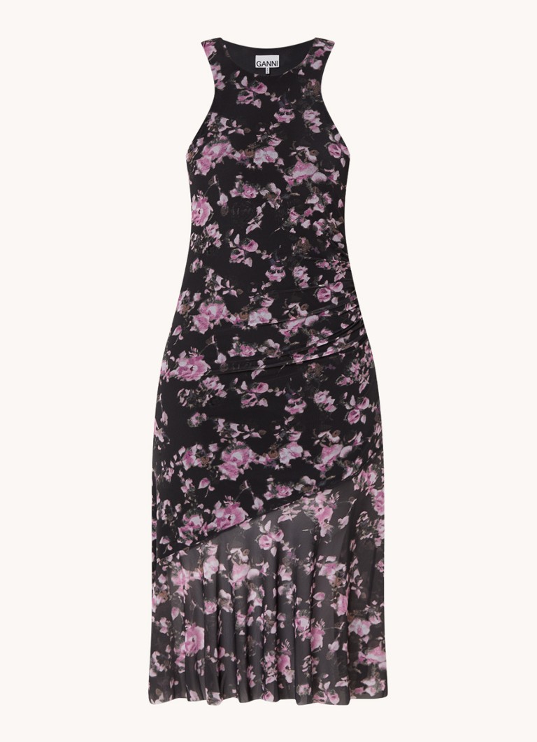 Rochie midi tricotată cu imprimeu floral Ganniflor