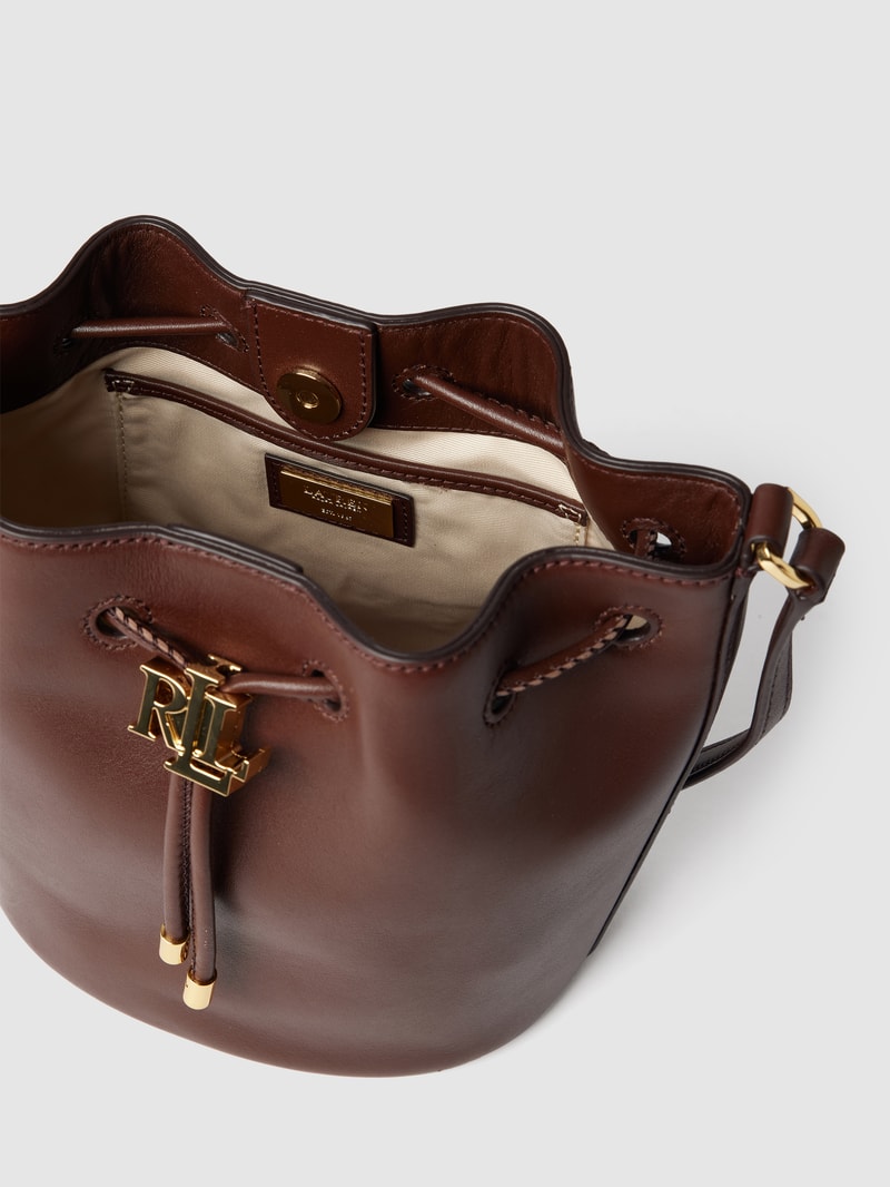Bucket Bag mit Applikation Modell 'ANDIE 19-DRAWSTRING-MEDIUM' in dunkelbraun