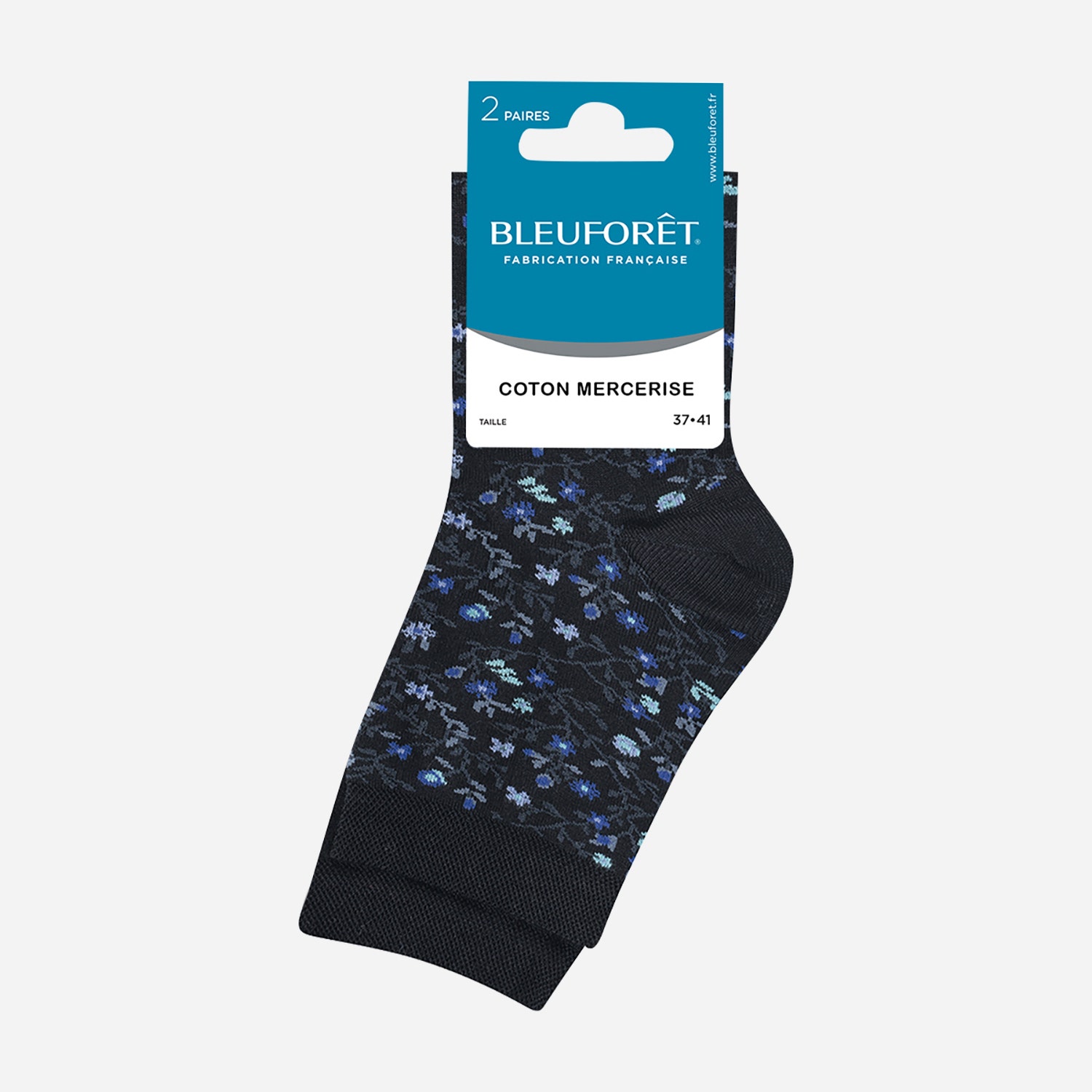 Chaussettes BLEUFORET noires à motif coton mercerise 37-41