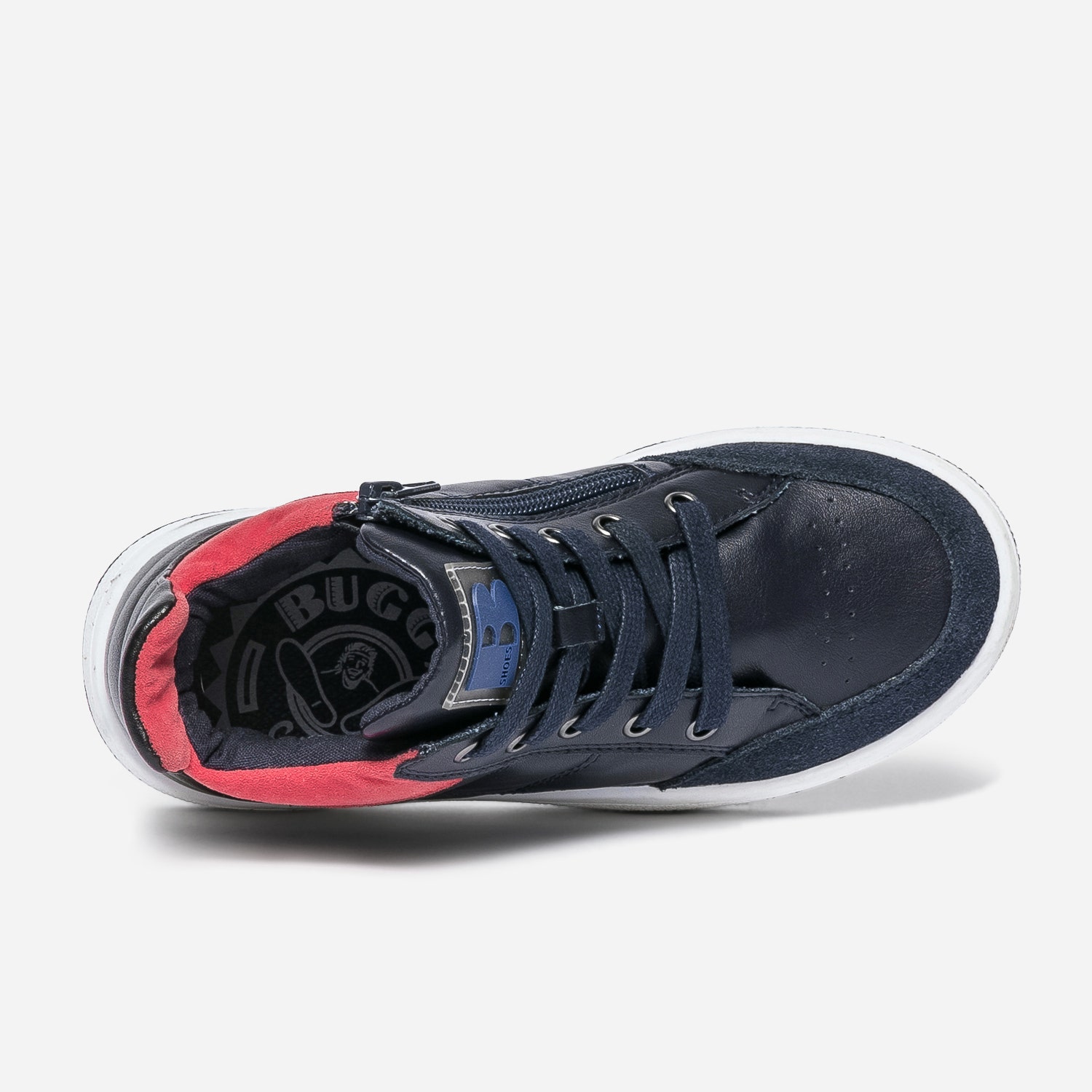 Basket BUGGY bleu marine et rouge