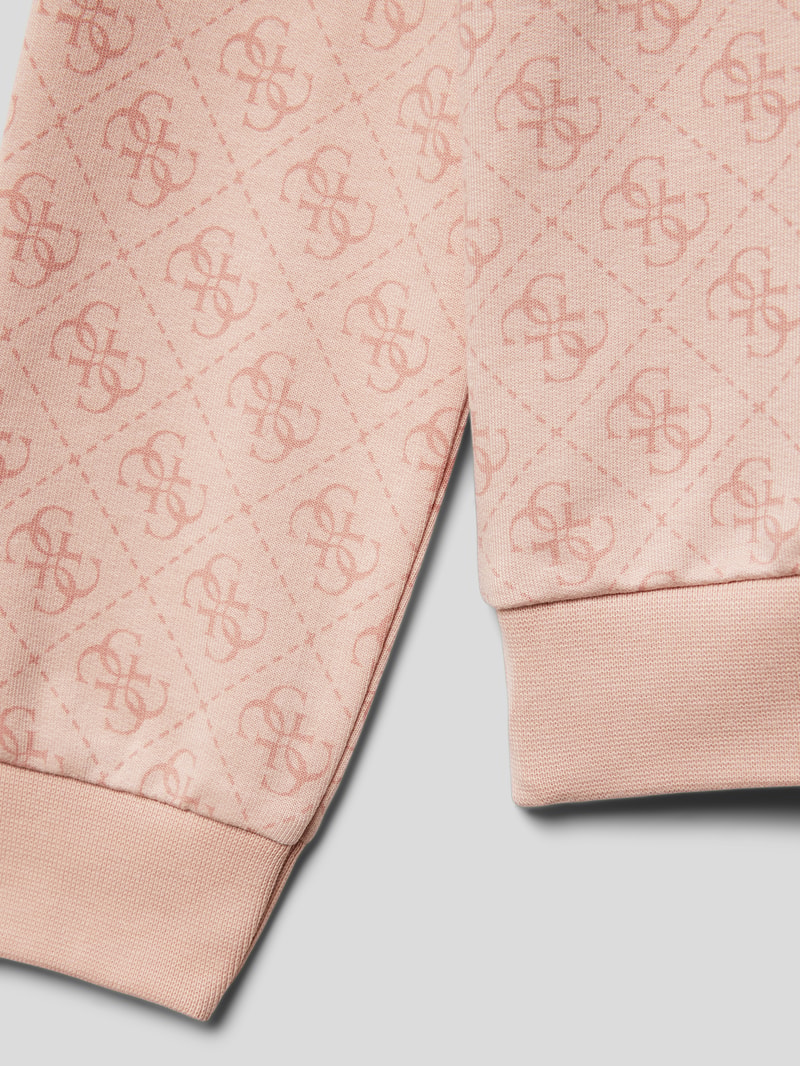 Hoodie mit Allover-Label-Print in hellrosa
