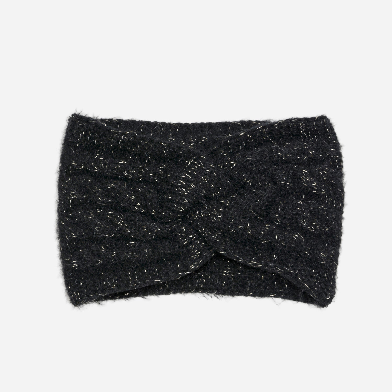 Headband noir en tricot torsadé