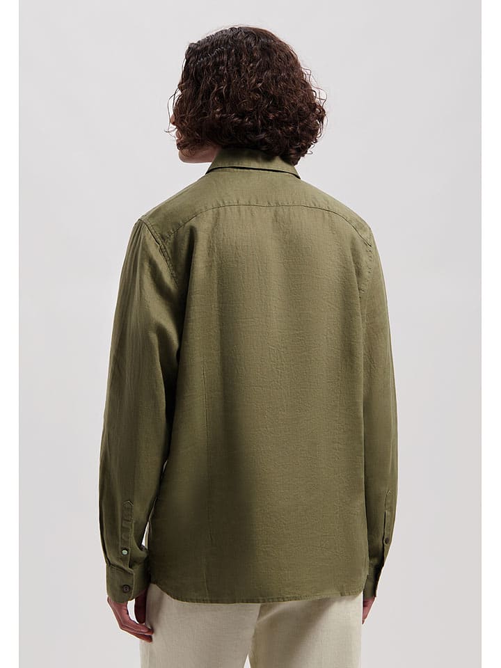 DSTREZZED Leinen-Hemd in Khaki günstig kaufen