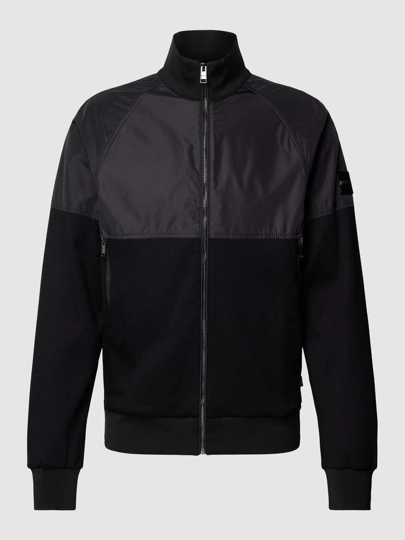 Sweatjacke mit Reißverschlusstaschen Modell 'Steele' in schwarz