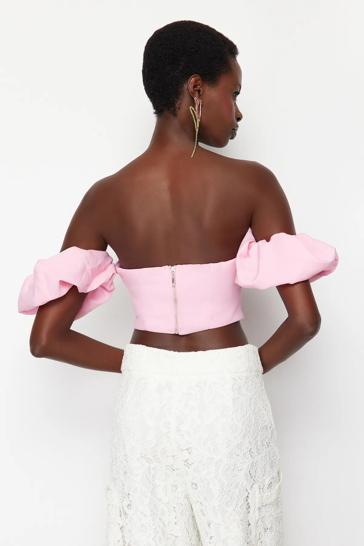 Trendyol Collection  Rosa Crop-Bustier aus Webstoff TPRSS24BS00020