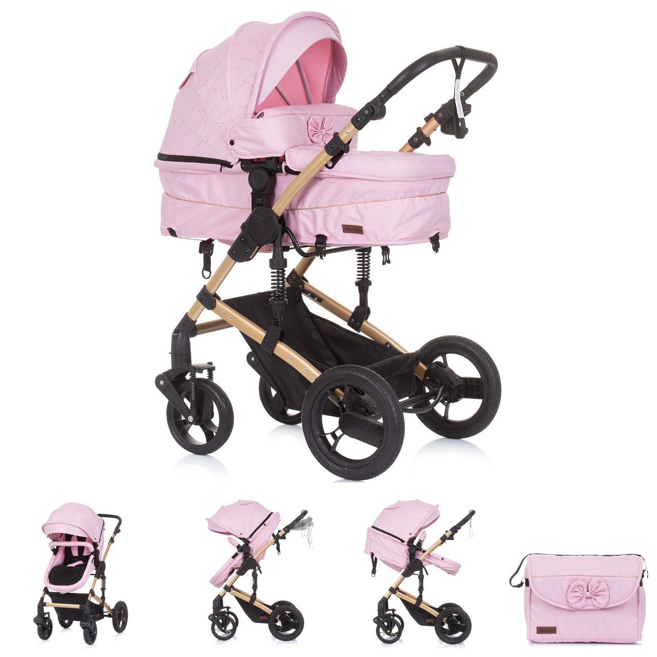 Chipolino Kombi-Kinderwagen Kinderwagen Camea 2 in 1, Moskitonetz, Wickeltasche, Getränkehalter