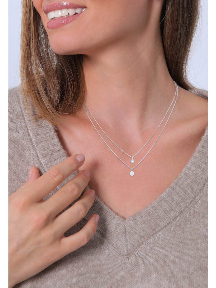 Elli Halskette 925 Sterling Silber Plättchen in Silber günstig kaufen