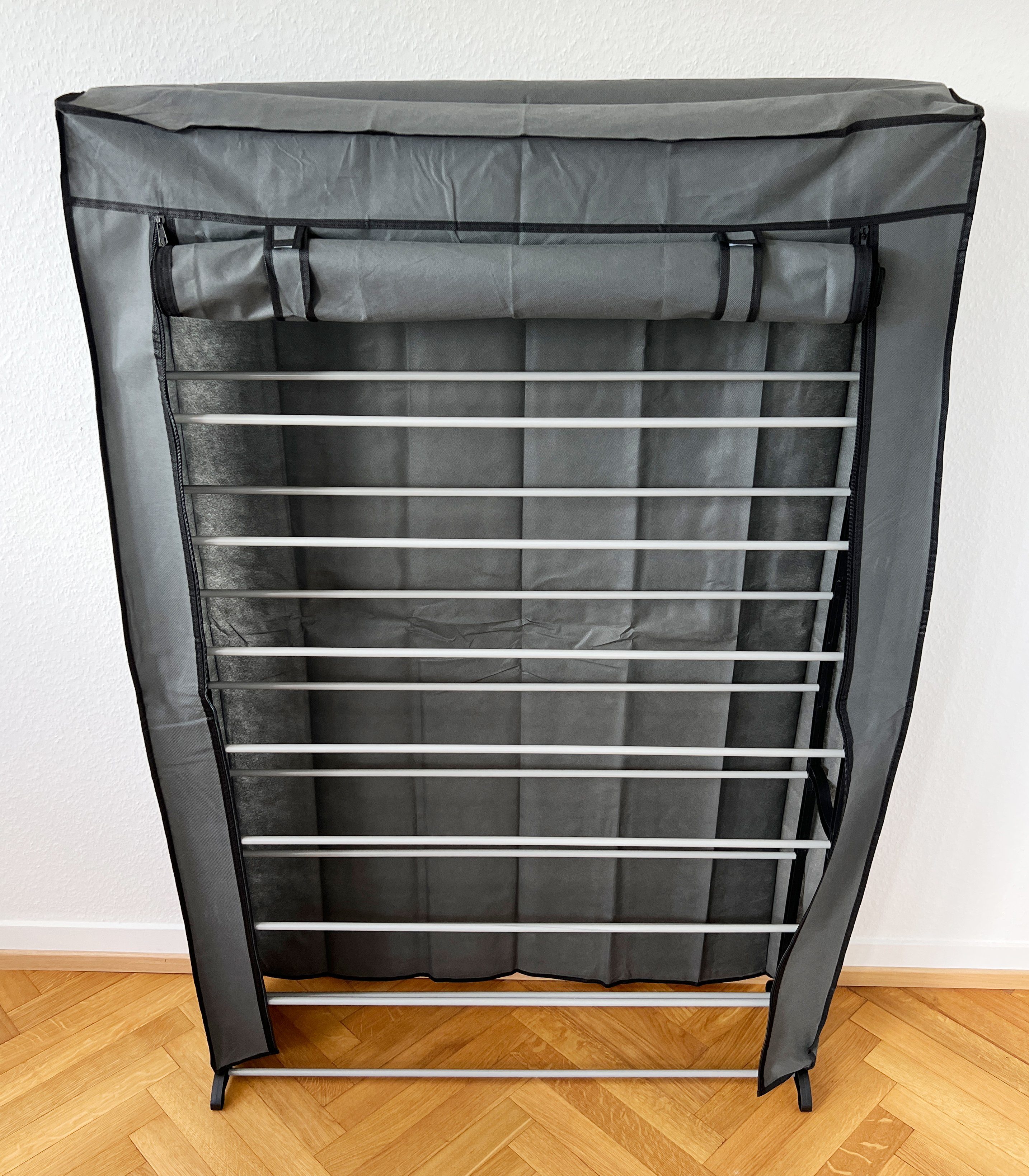 ADOB Schuhschrank Schuhregal fü 50 Paar Schuhe mit Vliess-Stoffhülle und Reissverschluss Korpus aus Metall/Kunststoff, Farbe grau