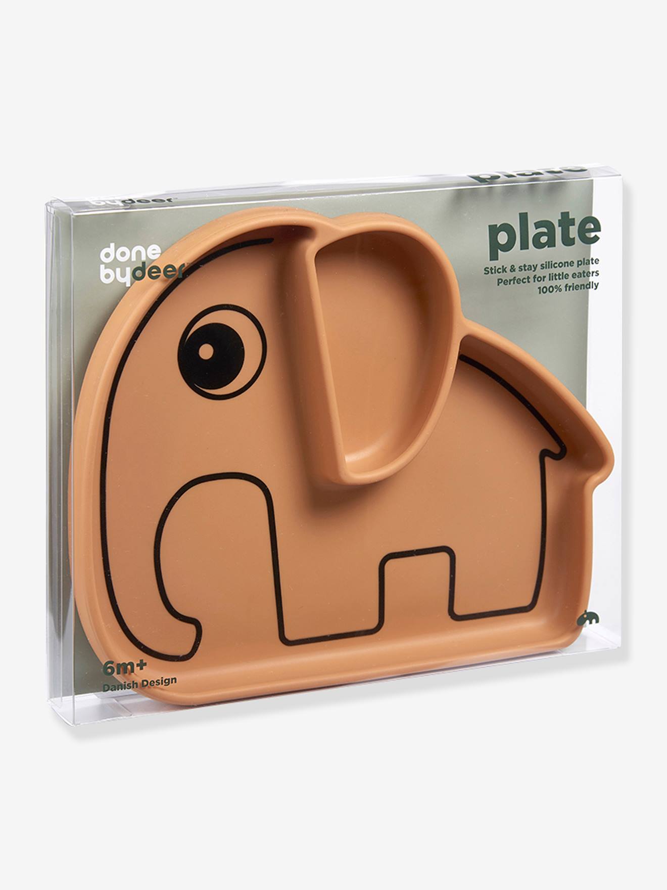 Assiette DONE BY DEER Stick&Stay Elephant en silicone bleu