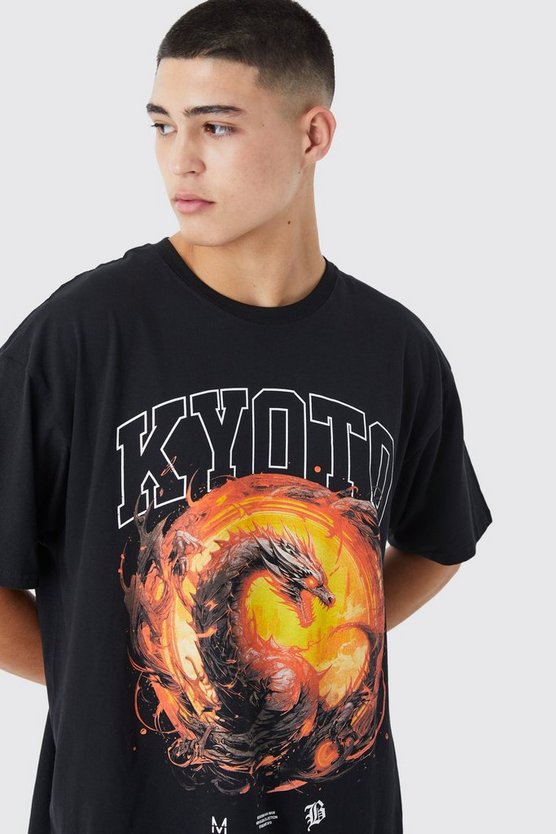 Oversize T-Shirt mit Drachen Print