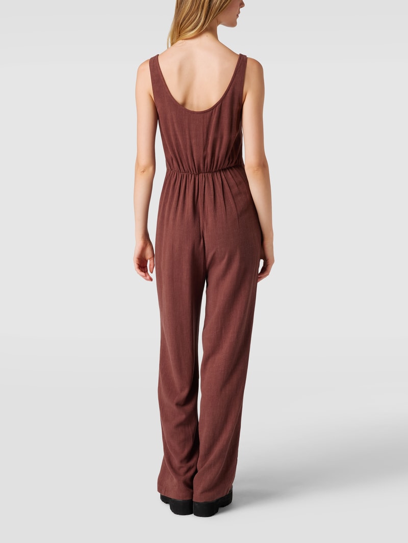 Jumpsuit mit angedeuteter Knopfleiste in schokobraun